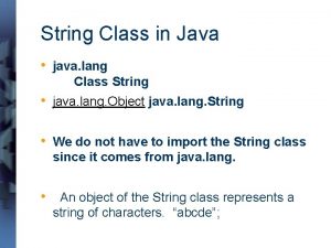 String Class in Java java lang Class String