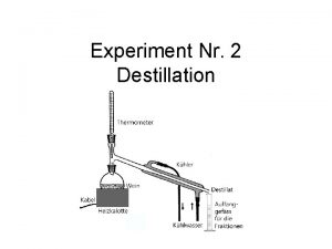 Experiment Nr 2 Destillation Allgemein Sie versuchen den
