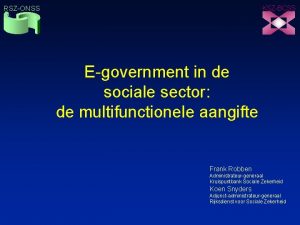 KSZBCSS RSZONSS Egovernment in de sociale sector de