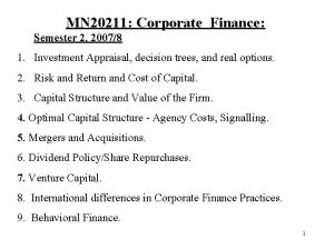 MN 20211 Corporate Finance Semester 2 20078 1