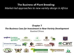 The Business of Plant Breeding Marketled approaches to