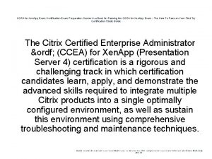 CCEA for Xen App Exam Certification Exam Preparation