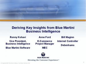 Deriving Key Insights from Blue Martini Business Intelligence