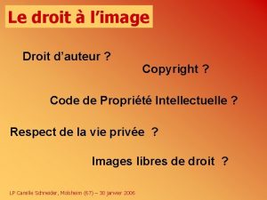 Le droit limage Droit dauteur Copyright Code de