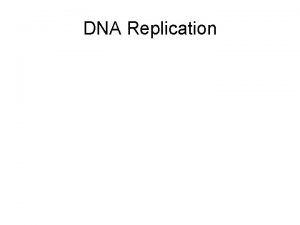 DNA Replication Learning Targets Describe the replication of