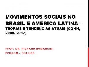 MOVIMENTOS SOCIAIS NO BRASIL E AMRICA LATINA TEORIAS