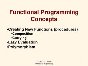 Functional Programming Concepts Creating New Functions procedures Composition