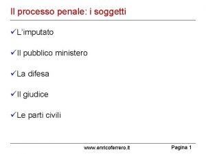 Il processo penale i soggetti Limputato Il pubblico