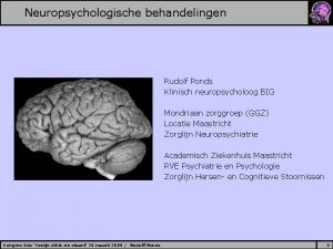 Neuropsychologische behandelingen Rudolf Ponds Klinisch neuropsycholoog BIG Mondriaan