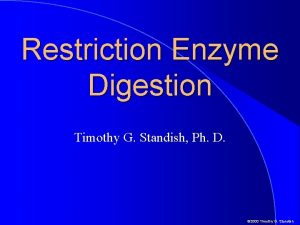 Restriction Enzyme Digestion Timothy G Standish Ph D