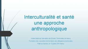 Interculturalit et sant une approche anthropologique Institut National