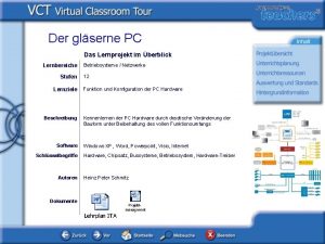 Der glserne PC Das Lernprojekt im berblick Lernbereiche