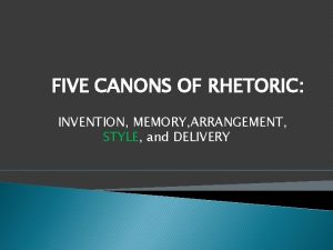 FIVE CANONS OF RHETORIC INVENTION MEMORY ARRANGEMENT STYLE