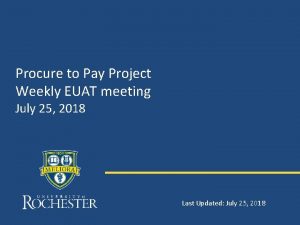 Procure to Pay Project Weekly EUAT meeting July