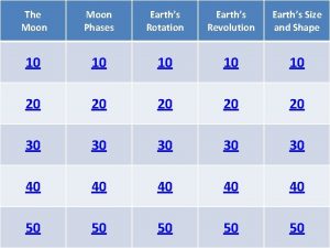 The Moon Phases Earths Rotation Earths Revolution Earths