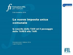 La nuova imposta unica comunale la nascita della