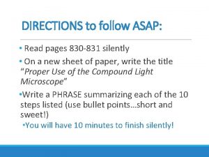 DIRECTIONS to follow ASAP Read pages 830 831