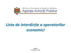 Lista de interdicie a operatorilor economici CHIINU 07