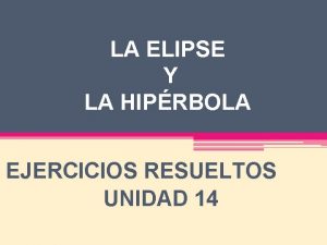 LA ELIPSE Y LA HIPRBOLA EJERCICIOS RESUELTOS UNIDAD