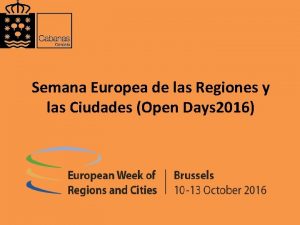 Semana Europea de las Regiones y las Ciudades