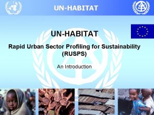 UNHABITAT Rapid Urban Sector Profiling for Sustainability RUSPS