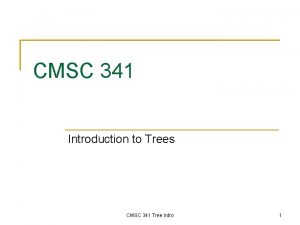 CMSC 341 Introduction to Trees CMSC 341 Tree