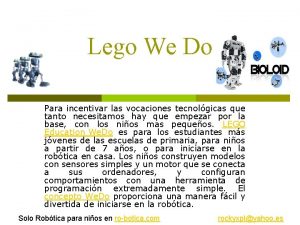 Lego We Do Para incentivar las vocaciones tecnolgicas
