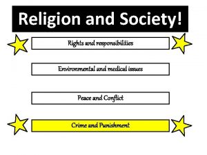 Religion and Society Rights and responsibilities Environmental and