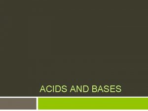 ACIDS AND BASES Acids Acidic solutions contain water