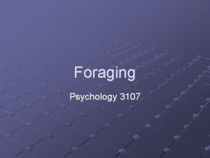 Foraging Psychology 3107 Introduction Animals face a number