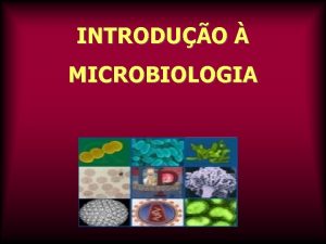 INTRODUO MICROBIOLOGIA Microbiologia DEFINIO A microbiologia o ramo