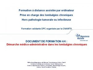 Formation distance assiste par ordinateur Prise en charge