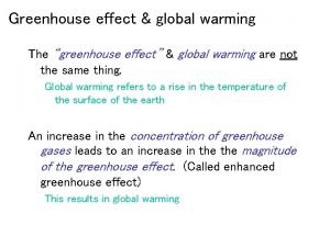 Greenhouse effect global warming The greenhouse effect global