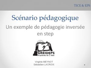 TICE EPS Scnario pdagogique Un exemple de pdagogie