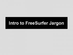 Intro to Free Surfer Jargon Intro to Free