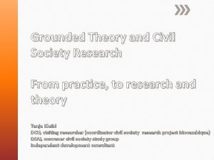 Grounded Theory and Civil Society Research From practice