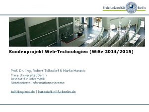 Kundenprojekt WebTechnologien Wi Se 20142015 Prof Dr Ing
