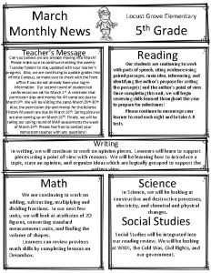 March Monthly News Locust Grove Elementary 5 th