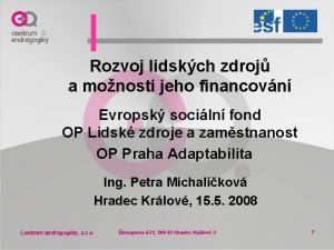 Rozvoj lidskch zdroj a monosti jeho financovn Evropsk