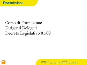 Corso di Formazione Dirigenti Delegati Decreto Legislativo 8108