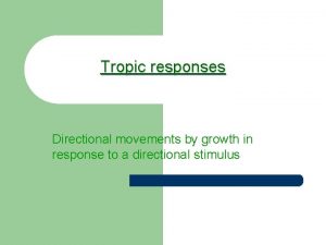 Tropic responses Directional movements by growth in response