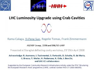 LHC Luminosity Upgrade using Crab Cavities Rama Calaga