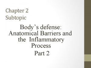 Chapter 2 Subtopic Bodys defense Anatomical Barriers and