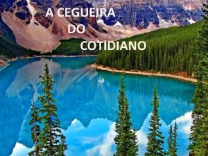 A CEGUEIRA DO COTIDIANO O cotidiano sempre nos