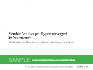 Vendor Landscape Hyperconverged Infrastructure Simplify and optimize IT