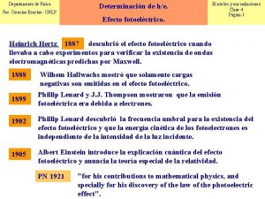 Departamento de Fsica Fac Ciencias Exactas UNLP Determinacin