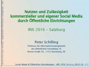 2016 Prof Peter Schilling angewandtes informations management aim