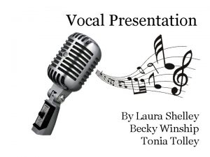 Vocal Presentation By Laura Shelley Becky Winship Tonia