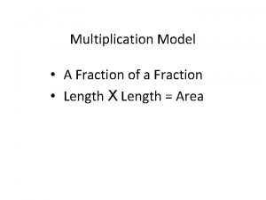 Multiplication Model A Fraction of a Fraction Length
