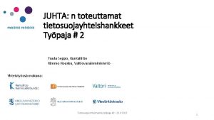 tuki 2018 std 2018 JUHTA n toteuttamat tietosuojayhteishankkeet